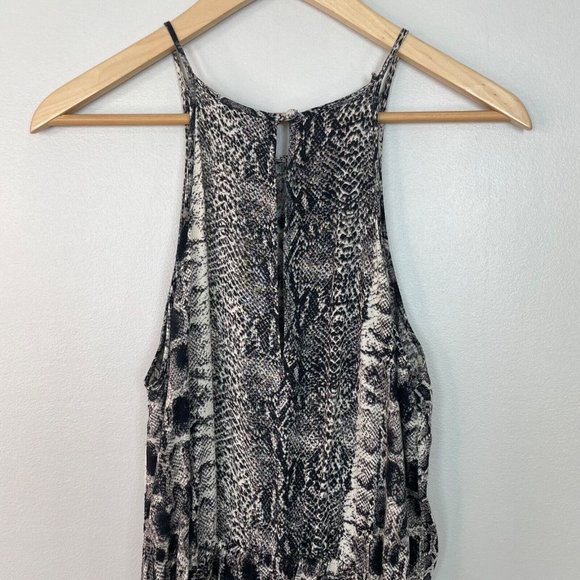 Bardot Romper XS Black Ivory Snake Reptile Print Sleeveless Pockets Women's - Picture 5 of 14